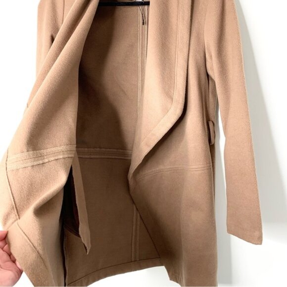 Anthropologie BB DAKOTA Felt Cute Might Cozy Coat Jacket Wrap Camel Size XS - Picture 6 of 14
